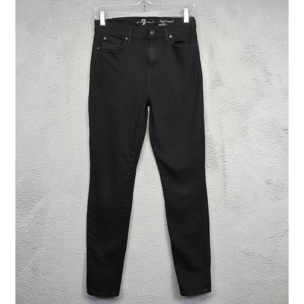 7‎ For All Mankind Jeans Womens 25 Black High Rise Skinny Ankle Gwenevere Denim